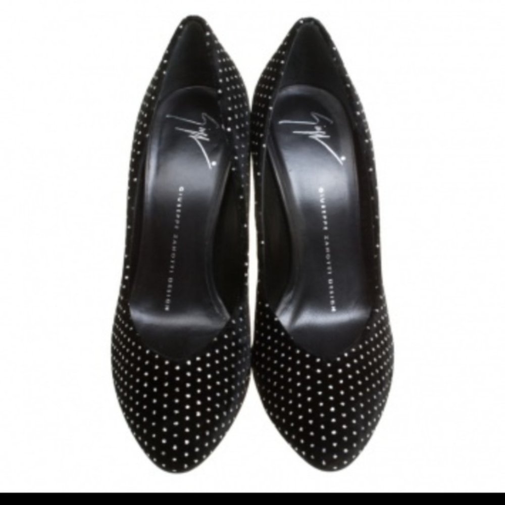 Rare glitter embossed star like dots velvet pumps - Picture 4 of 8